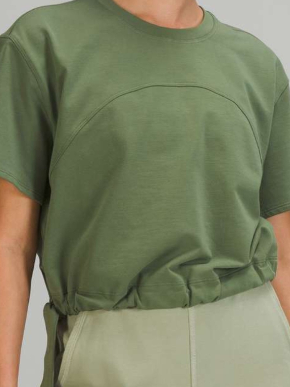 lululemon athletica Olive Green Short Sleeve Drawstring Tee